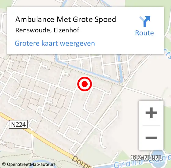 Locatie op kaart van de 112 melding: Ambulance Met Grote Spoed Naar Renswoude, Elzenhof op 15 maart 2022 11:57