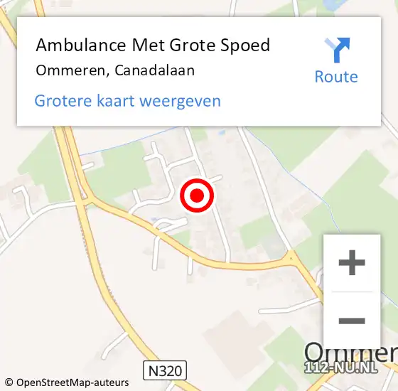 Locatie op kaart van de 112 melding: Ambulance Met Grote Spoed Naar Ommeren, Canadalaan op 15 maart 2022 12:14