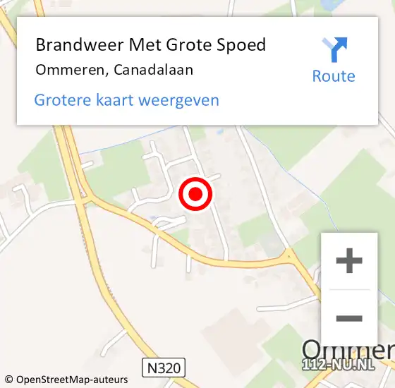 Locatie op kaart van de 112 melding: Brandweer Met Grote Spoed Naar Ommeren, Canadalaan op 15 maart 2022 12:15