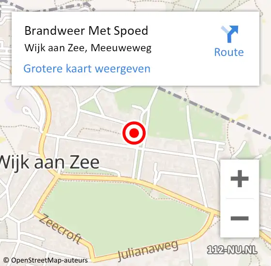 Locatie op kaart van de 112 melding: Brandweer Met Spoed Naar Wijk aan Zee, Meeuweweg op 15 maart 2022 12:16