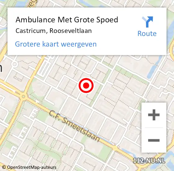 Locatie op kaart van de 112 melding: Ambulance Met Grote Spoed Naar Castricum, Rooseveltlaan op 15 maart 2022 12:41