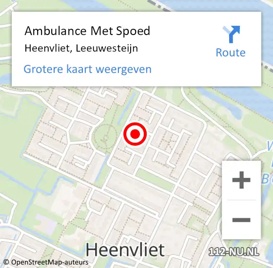 Locatie op kaart van de 112 melding: Ambulance Met Spoed Naar Heenvliet, Leeuwesteijn op 15 maart 2022 12:49