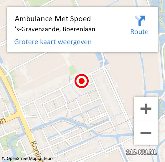 Locatie op kaart van de 112 melding: Ambulance Met Spoed Naar 's-Gravenzande, Boerenlaan op 15 maart 2022 13:05