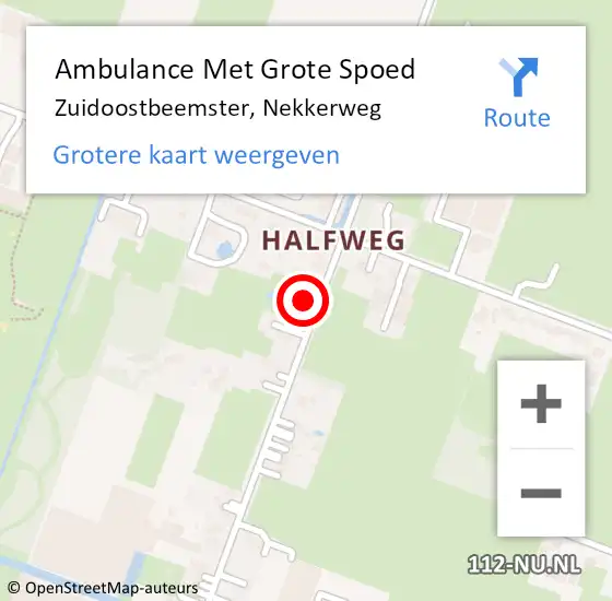 Locatie op kaart van de 112 melding: Ambulance Met Grote Spoed Naar Zuidoostbeemster, Nekkerweg op 15 maart 2022 13:30