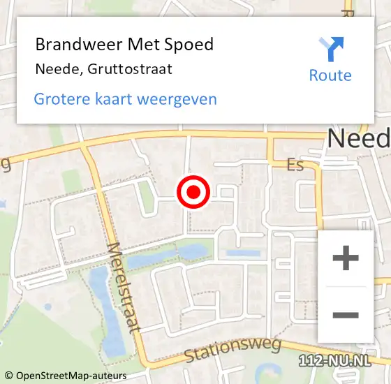 Locatie op kaart van de 112 melding: Brandweer Met Spoed Naar Neede, Gruttostraat op 15 maart 2022 13:48