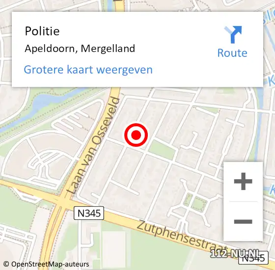 Locatie op kaart van de 112 melding: Politie Apeldoorn, Mergelland op 15 maart 2022 13:52