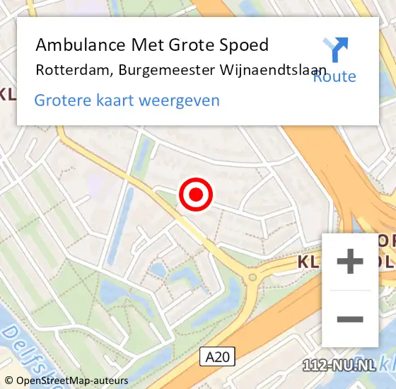Locatie op kaart van de 112 melding: Ambulance Met Grote Spoed Naar Rotterdam, Burgemeester Wijnaendtslaan op 15 maart 2022 13:55
