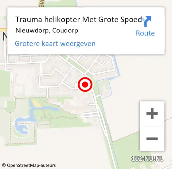 Locatie op kaart van de 112 melding: Trauma helikopter Met Grote Spoed Naar Nieuwdorp, Coudorp op 15 maart 2022 14:20