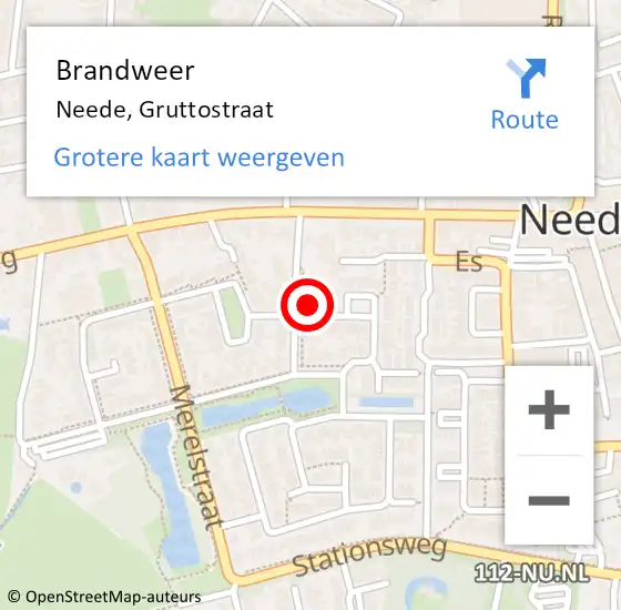 Locatie op kaart van de 112 melding: Brandweer Neede, Gruttostraat op 15 maart 2022 14:26