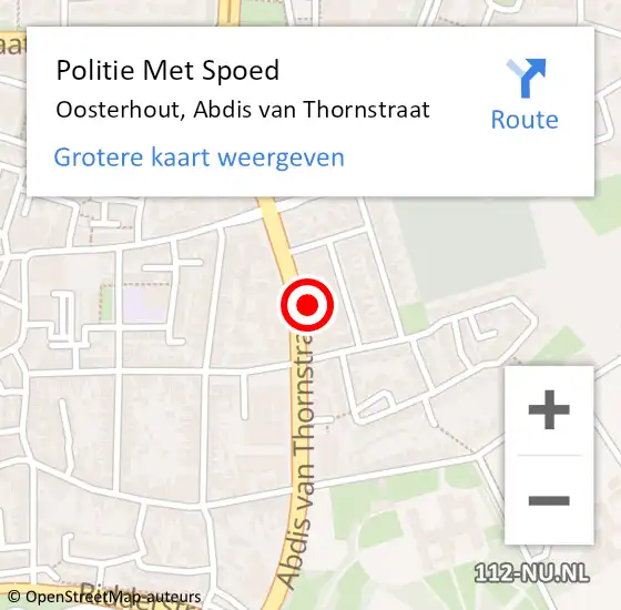 Locatie op kaart van de 112 melding: Politie Met Spoed Naar Oosterhout, Abdis van Thornstraat op 15 maart 2022 14:31