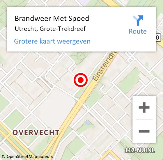 Locatie op kaart van de 112 melding: Brandweer Met Spoed Naar Utrecht, Grote-Trekdreef op 15 maart 2022 14:37