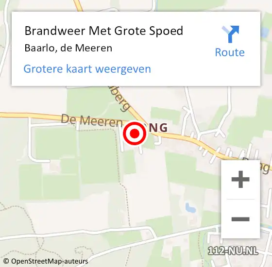 Locatie op kaart van de 112 melding: Brandweer Met Grote Spoed Naar Baarlo, de Meeren op 15 maart 2022 14:39