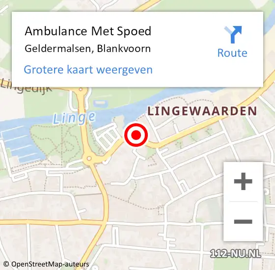 Locatie op kaart van de 112 melding: Ambulance Met Spoed Naar Geldermalsen, Blankvoorn op 15 maart 2022 14:56