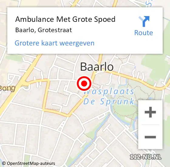 Locatie op kaart van de 112 melding: Ambulance Met Grote Spoed Naar Baarlo, Grotestraat op 11 juli 2014 08:13