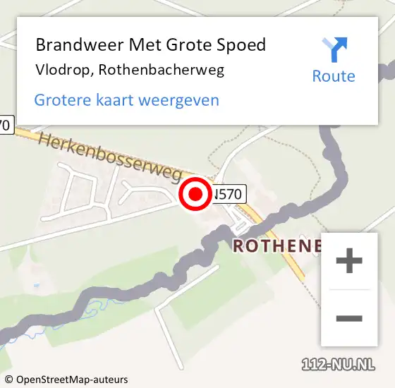 Locatie op kaart van de 112 melding: Brandweer Met Grote Spoed Naar Vlodrop, Rothenbacherweg op 15 maart 2022 15:23