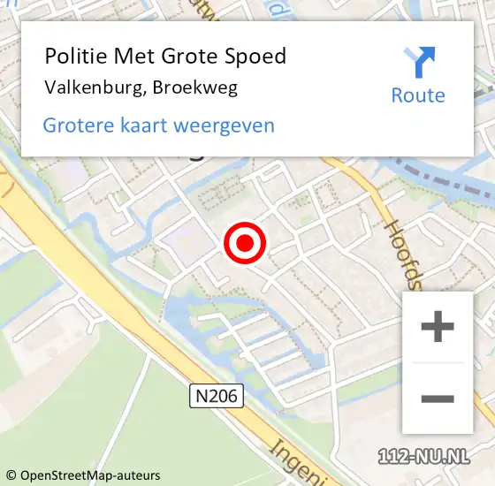 Locatie op kaart van de 112 melding: Politie Met Grote Spoed Naar Valkenburg, Broekweg op 15 maart 2022 15:28