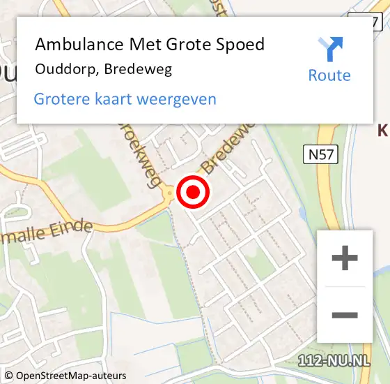 Locatie op kaart van de 112 melding: Ambulance Met Grote Spoed Naar Ouddorp, Bredeweg op 15 maart 2022 15:36