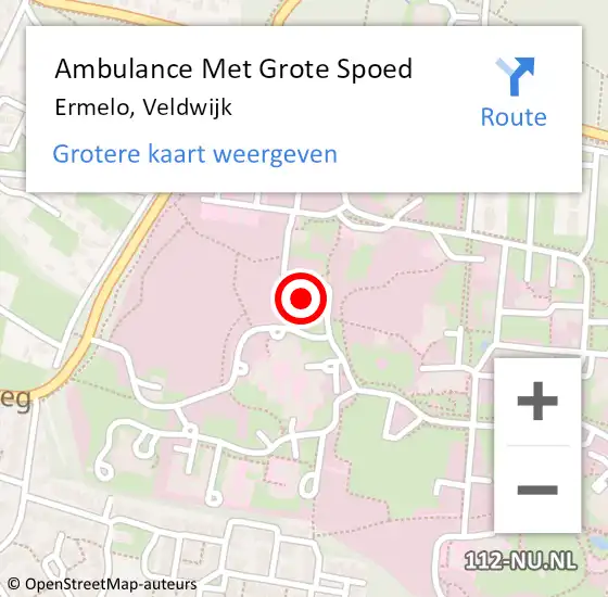Locatie op kaart van de 112 melding: Ambulance Met Grote Spoed Naar Ermelo, Veldwijk op 15 maart 2022 15:36