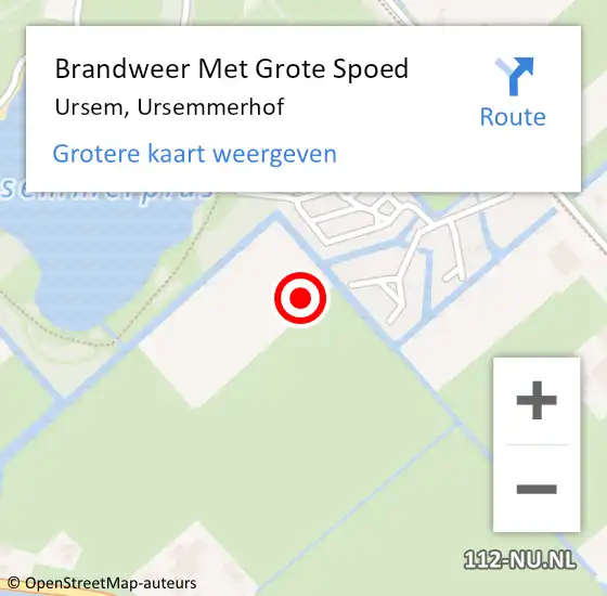 Locatie op kaart van de 112 melding: Brandweer Met Grote Spoed Naar Ursem, Ursemmerhof op 15 maart 2022 15:41