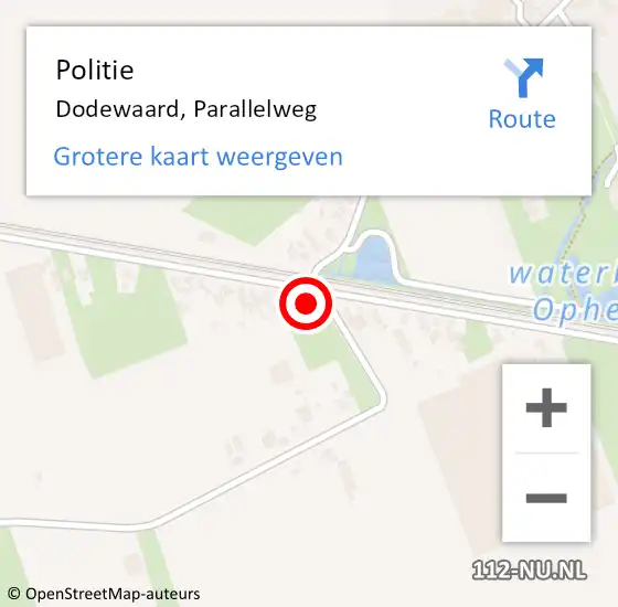 Locatie op kaart van de 112 melding: Politie Dodewaard, Parallelweg op 15 maart 2022 16:03