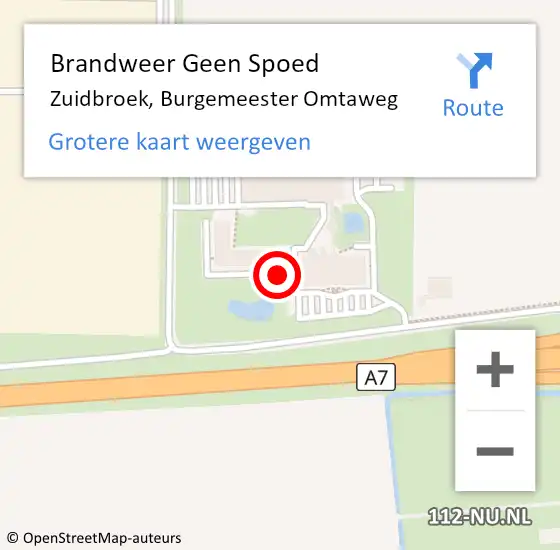 Locatie op kaart van de 112 melding: Brandweer Geen Spoed Naar Zuidbroek, Burgemeester Omtaweg op 15 maart 2022 16:08