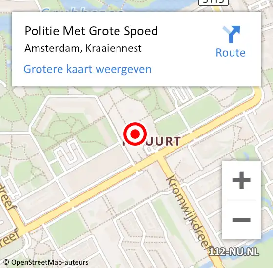 Locatie op kaart van de 112 melding: Politie Met Grote Spoed Naar Amsterdam-Zuidoost, Kraaiennest op 15 maart 2022 16:22