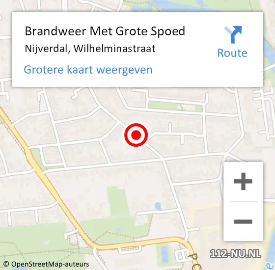 Locatie op kaart van de 112 melding: Brandweer Met Grote Spoed Naar Nijverdal, Wilhelminastraat op 15 maart 2022 16:32