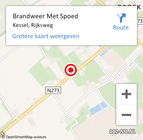 Locatie op kaart van de 112 melding: Brandweer Met Spoed Naar Kessel, Rijksweg op 15 maart 2022 16:58