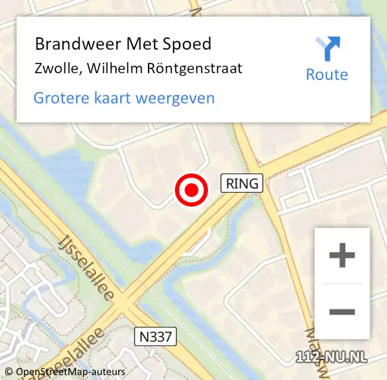 Locatie op kaart van de 112 melding: Brandweer Met Spoed Naar Zwolle, Wilhelm Röntgenstraat op 15 maart 2022 17:01