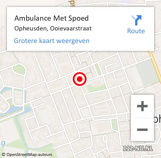 Locatie op kaart van de 112 melding: Ambulance Met Spoed Naar Opheusden, Ooievaarstraat op 15 maart 2022 17:06