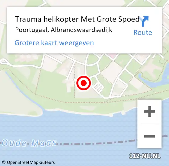 Locatie op kaart van de 112 melding: Trauma helikopter Met Grote Spoed Naar Poortugaal, Albrandswaardsedijk op 15 maart 2022 17:13