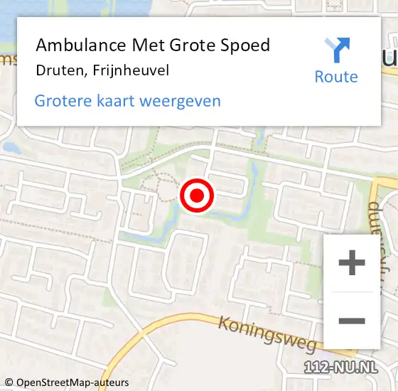 Locatie op kaart van de 112 melding: Ambulance Met Grote Spoed Naar Druten, Frijnheuvel op 15 maart 2022 17:17