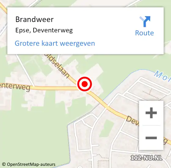 Locatie op kaart van de 112 melding: Brandweer Epse, Deventerweg op 15 maart 2022 17:23