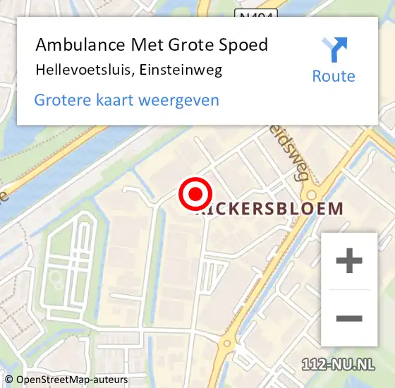 Locatie op kaart van de 112 melding: Ambulance Met Grote Spoed Naar Hellevoetsluis, Einsteinweg op 15 maart 2022 17:34