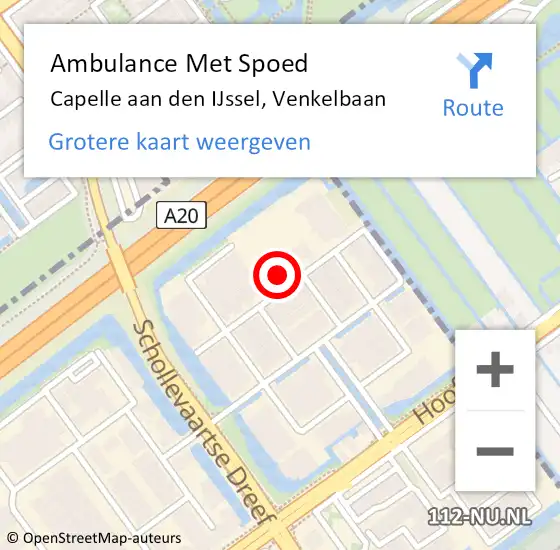 Locatie op kaart van de 112 melding: Ambulance Met Spoed Naar Capelle aan den IJssel, Venkelbaan op 15 maart 2022 17:36