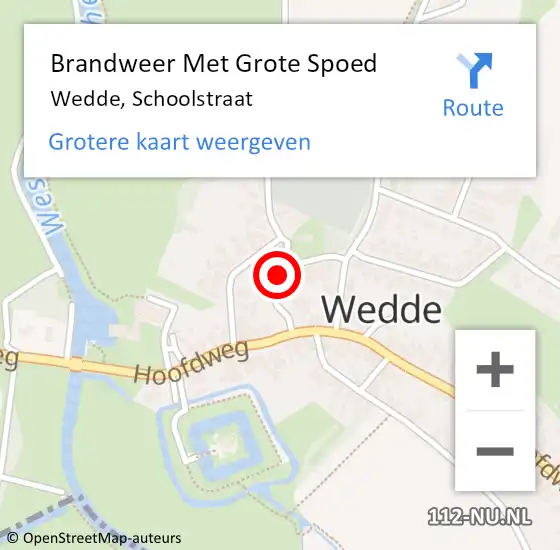 Locatie op kaart van de 112 melding: Brandweer Met Grote Spoed Naar Wedde, Schoolstraat op 15 maart 2022 17:40