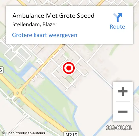 Locatie op kaart van de 112 melding: Ambulance Met Grote Spoed Naar Stellendam, Blazer op 15 maart 2022 17:41