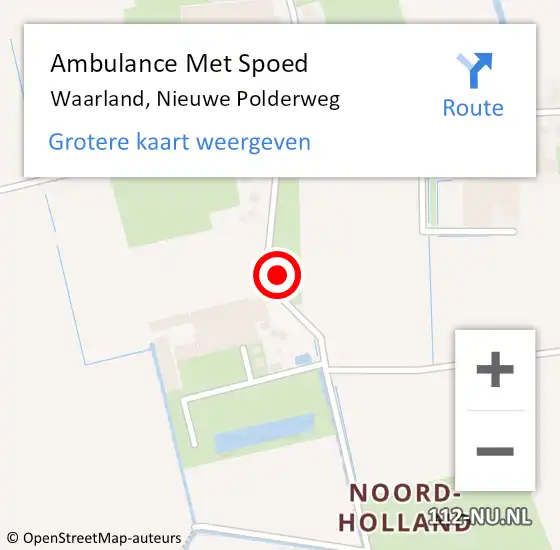 Locatie op kaart van de 112 melding: Ambulance Met Spoed Naar Waarland, Nieuwe Polderweg op 15 maart 2022 18:27