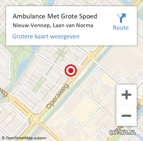 Locatie op kaart van de 112 melding: Ambulance Met Grote Spoed Naar Nieuw-Vennep, Laan van Norma op 15 maart 2022 18:50