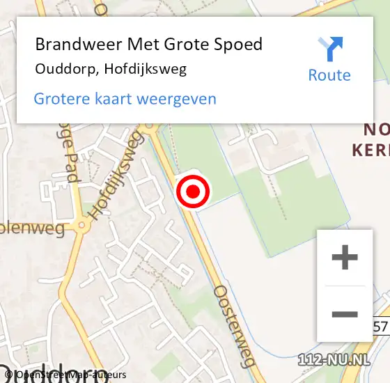 Locatie op kaart van de 112 melding: Brandweer Met Grote Spoed Naar Ouddorp, Hofdijksweg op 15 maart 2022 18:55