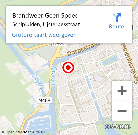 Locatie op kaart van de 112 melding: Brandweer Geen Spoed Naar Schipluiden, Lijsterbesstraat op 15 maart 2022 19:08