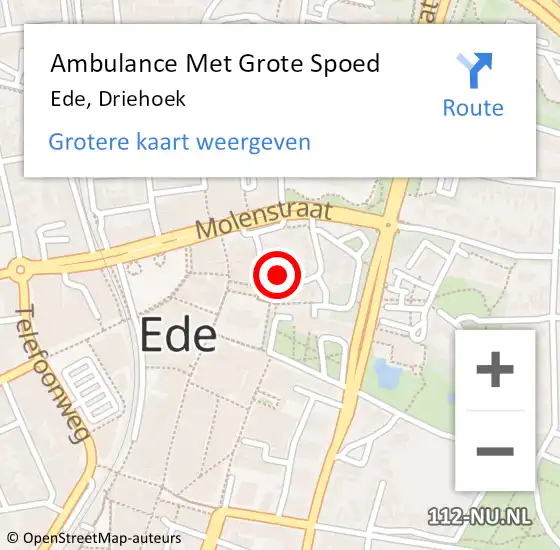 Locatie op kaart van de 112 melding: Ambulance Met Grote Spoed Naar Ede, Driehoek op 15 maart 2022 19:10