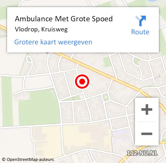 Locatie op kaart van de 112 melding: Ambulance Met Grote Spoed Naar Vlodrop, Kruisweg op 15 maart 2022 19:21