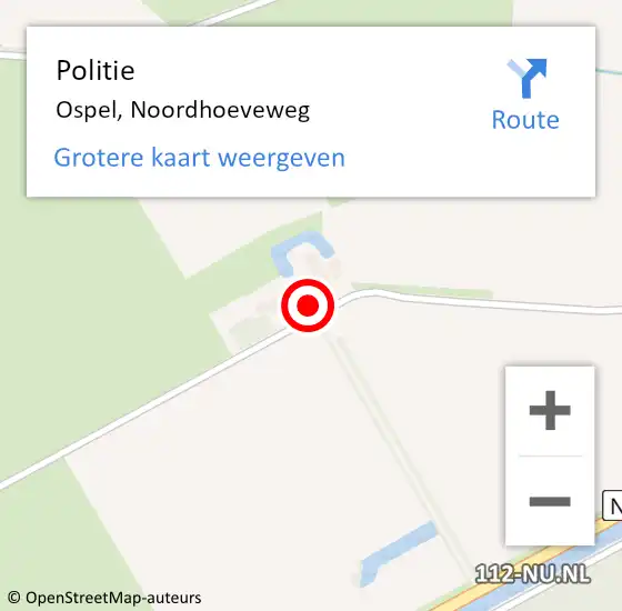 Locatie op kaart van de 112 melding: Politie Ospel, Noordhoeveweg op 15 maart 2022 19:35