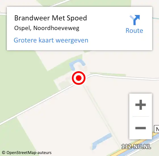 Locatie op kaart van de 112 melding: Brandweer Met Spoed Naar Ospel, Noordhoeveweg op 15 maart 2022 19:35