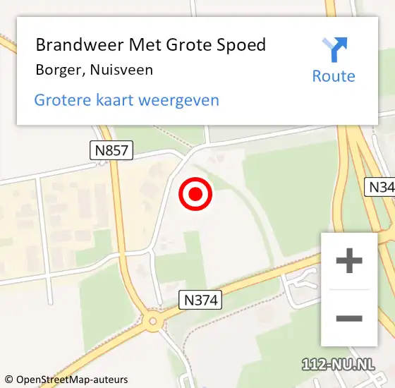 Locatie op kaart van de 112 melding: Brandweer Met Grote Spoed Naar Borger, Nuisveen op 15 maart 2022 19:36