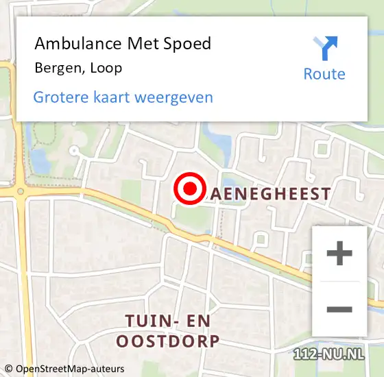 Locatie op kaart van de 112 melding: Ambulance Met Spoed Naar Bergen, Loop op 15 maart 2022 20:03