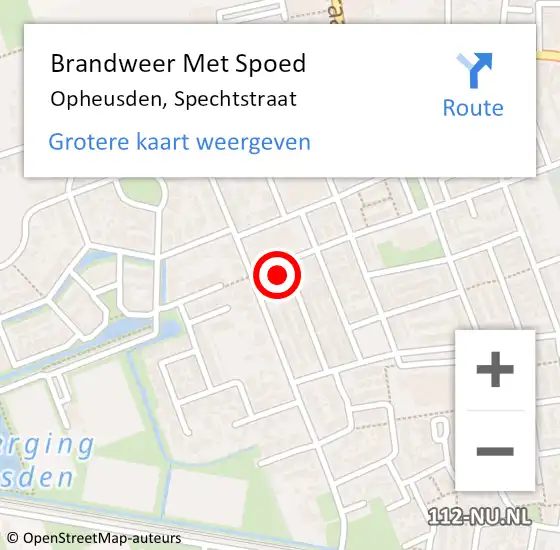 Locatie op kaart van de 112 melding: Brandweer Met Spoed Naar Opheusden, Spechtstraat op 11 juli 2014 08:48