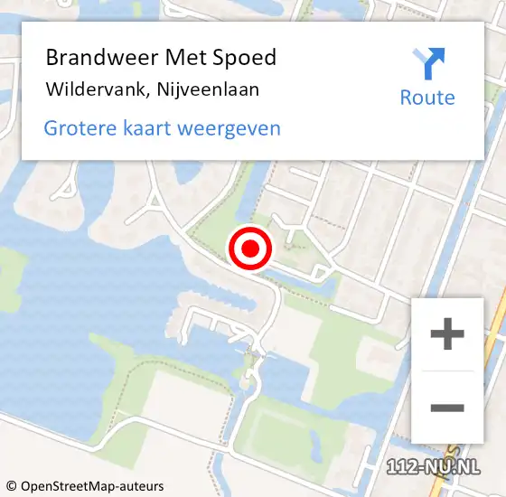 Locatie op kaart van de 112 melding: Brandweer Met Spoed Naar Wildervank, Nijveenlaan op 15 maart 2022 20:12