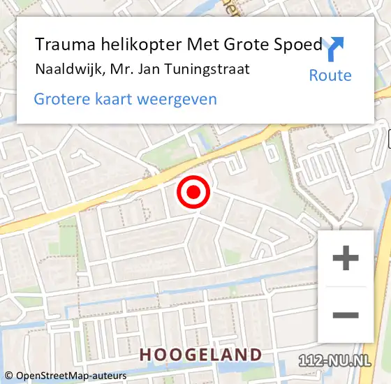 Locatie op kaart van de 112 melding: Trauma helikopter Met Grote Spoed Naar Naaldwijk, Mr. Jan Tuningstraat op 15 maart 2022 20:15